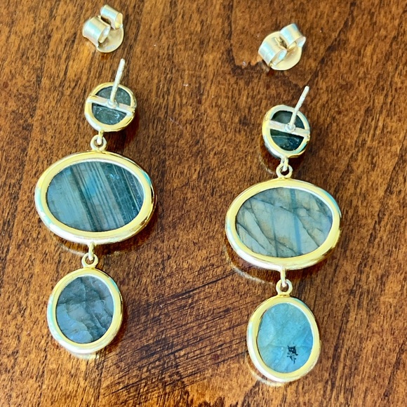 JULIE VOS BRACELET & EARRINGS SET (Aqua Blue Chalcedony & Labradorite)  *RETIRED - Picture 5 of 14